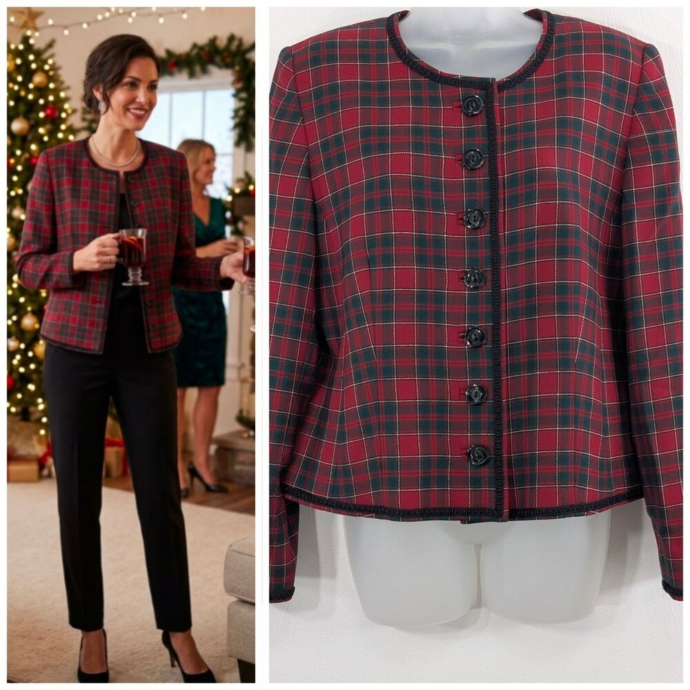 VTG Pendleton Short Jacket/Shirt 18P Tartan Plaid Virgin Wool Holiday Old Money